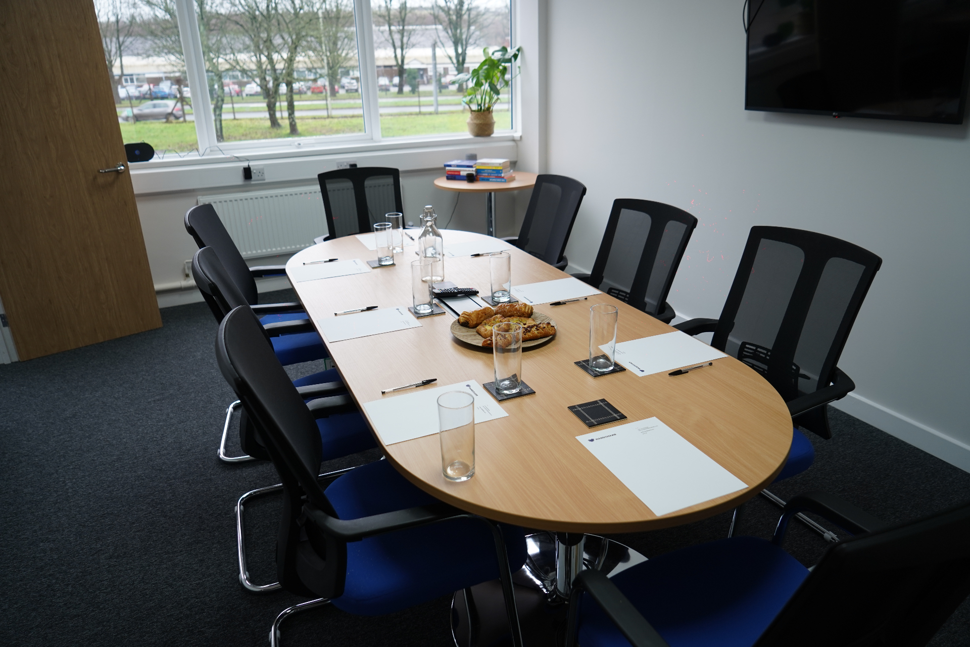 Meeting room with exposed brick